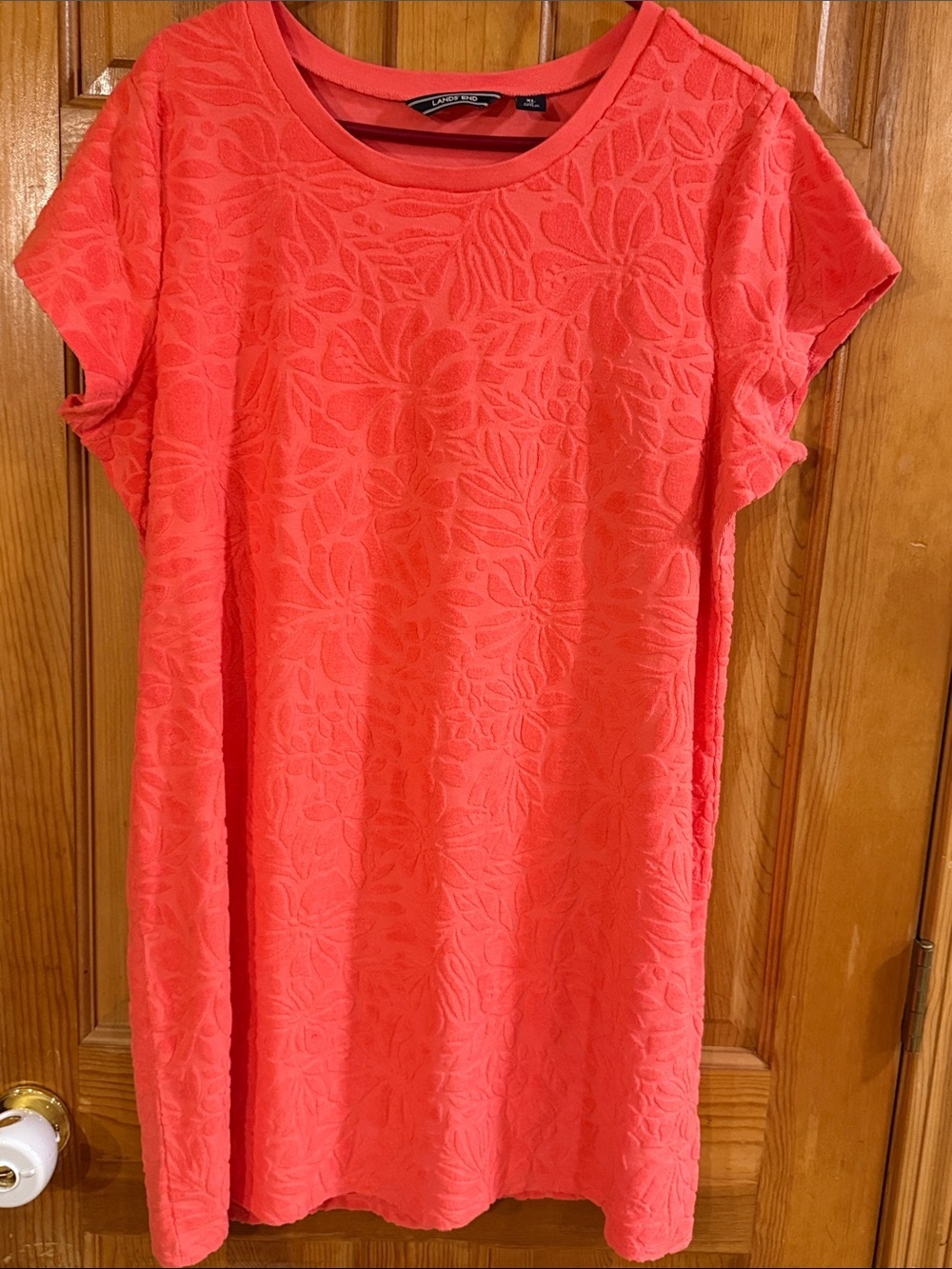 Lands’End coral floral terry texture swim cover up size xlarge (18).